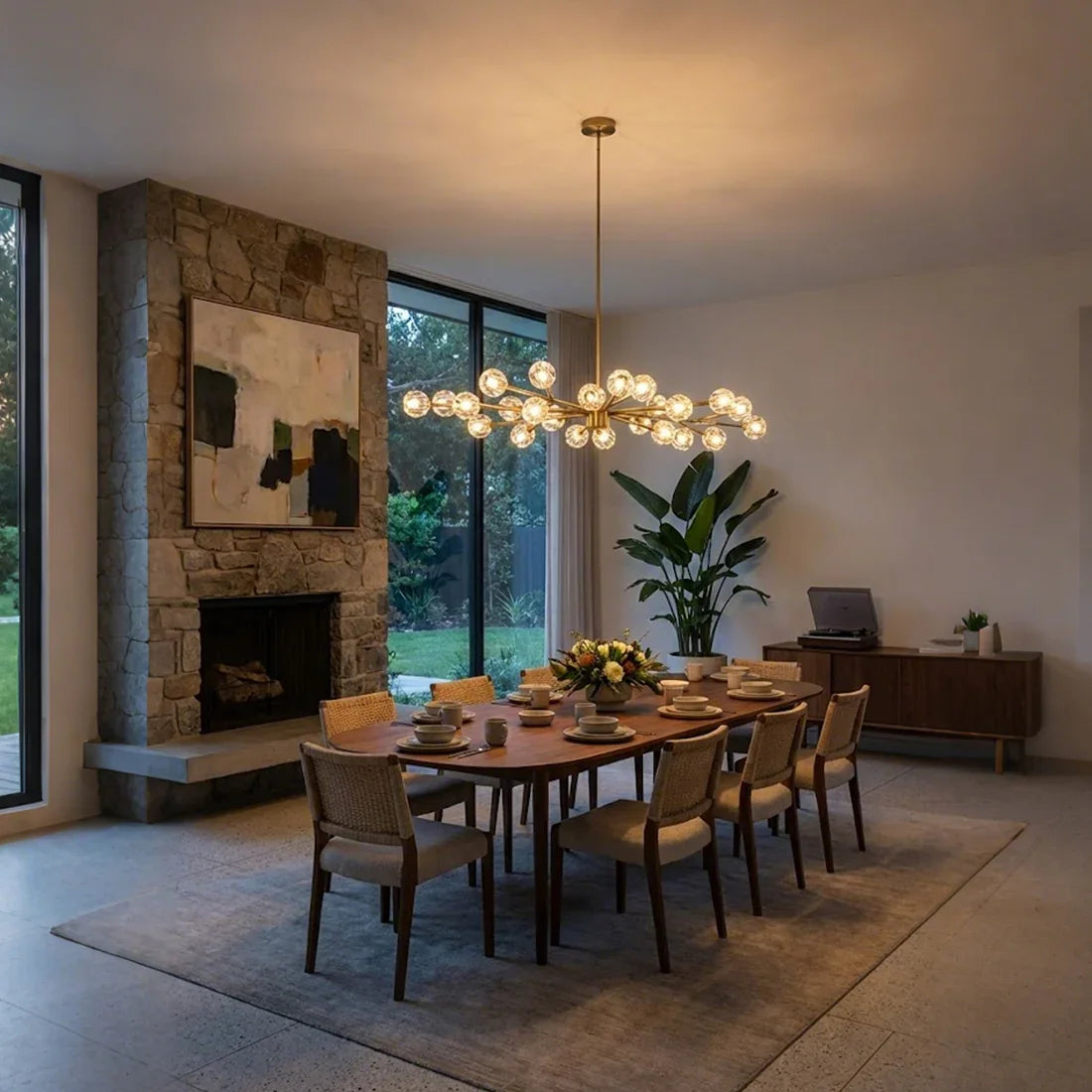 Hand-Cut Crystal Orb Branching Chandelier