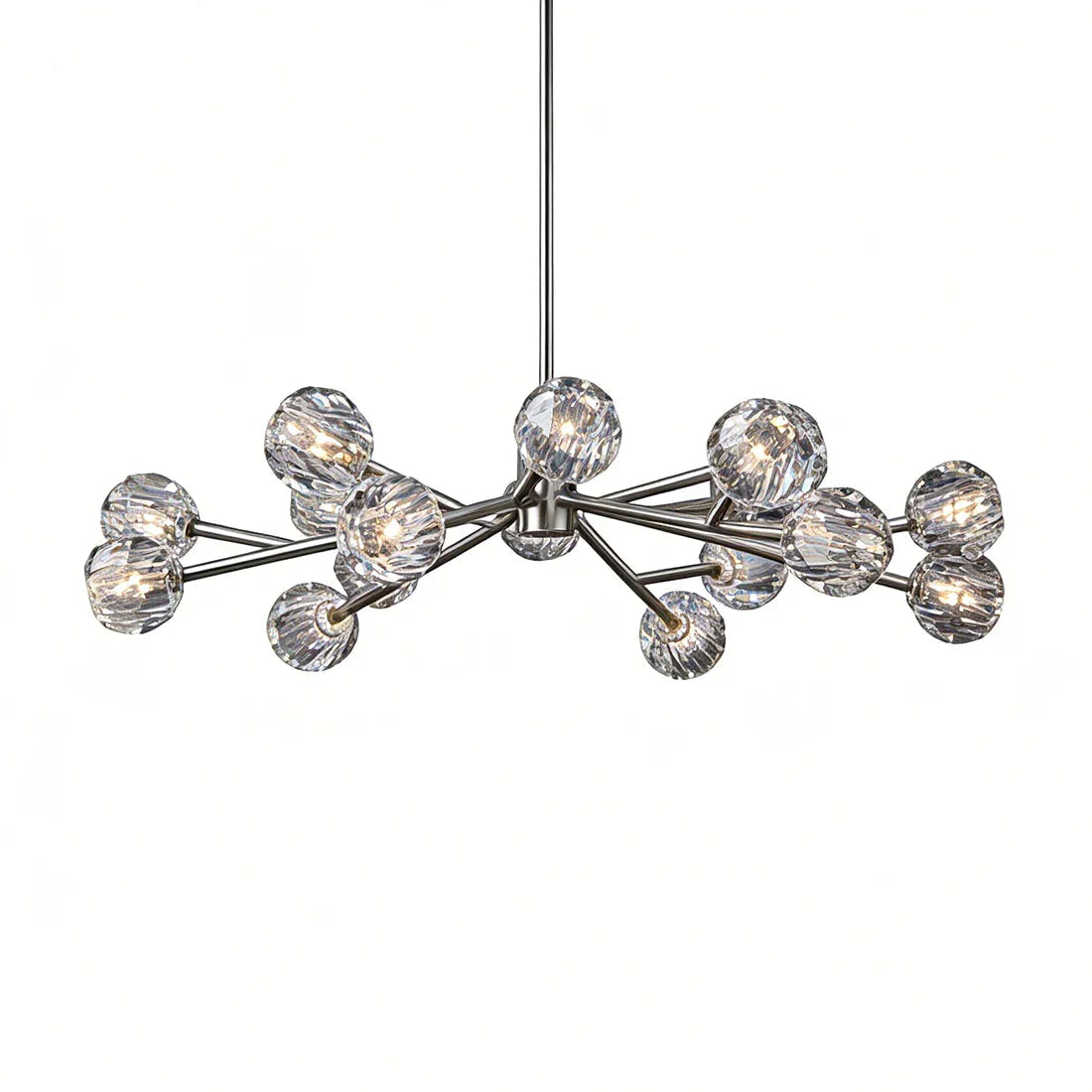 Hand-Cut Crystal Orb Branching Chandelier