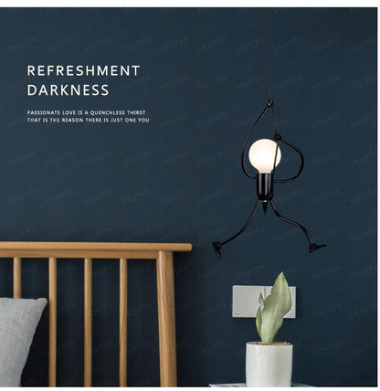 Industrial Metal Pendant Light, Creative Cartoon Ceiling Light Fixture, Indoor Hanging Lamp, Modern Minimalist Lamps for Bedrooms Loft Study Restaurant Entryway Foyer, E27 Great decoration for Bedroom and Kids Room
