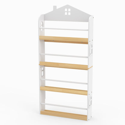 House-Shaped Kids Bookshelf with Anti-falling Baffles-White