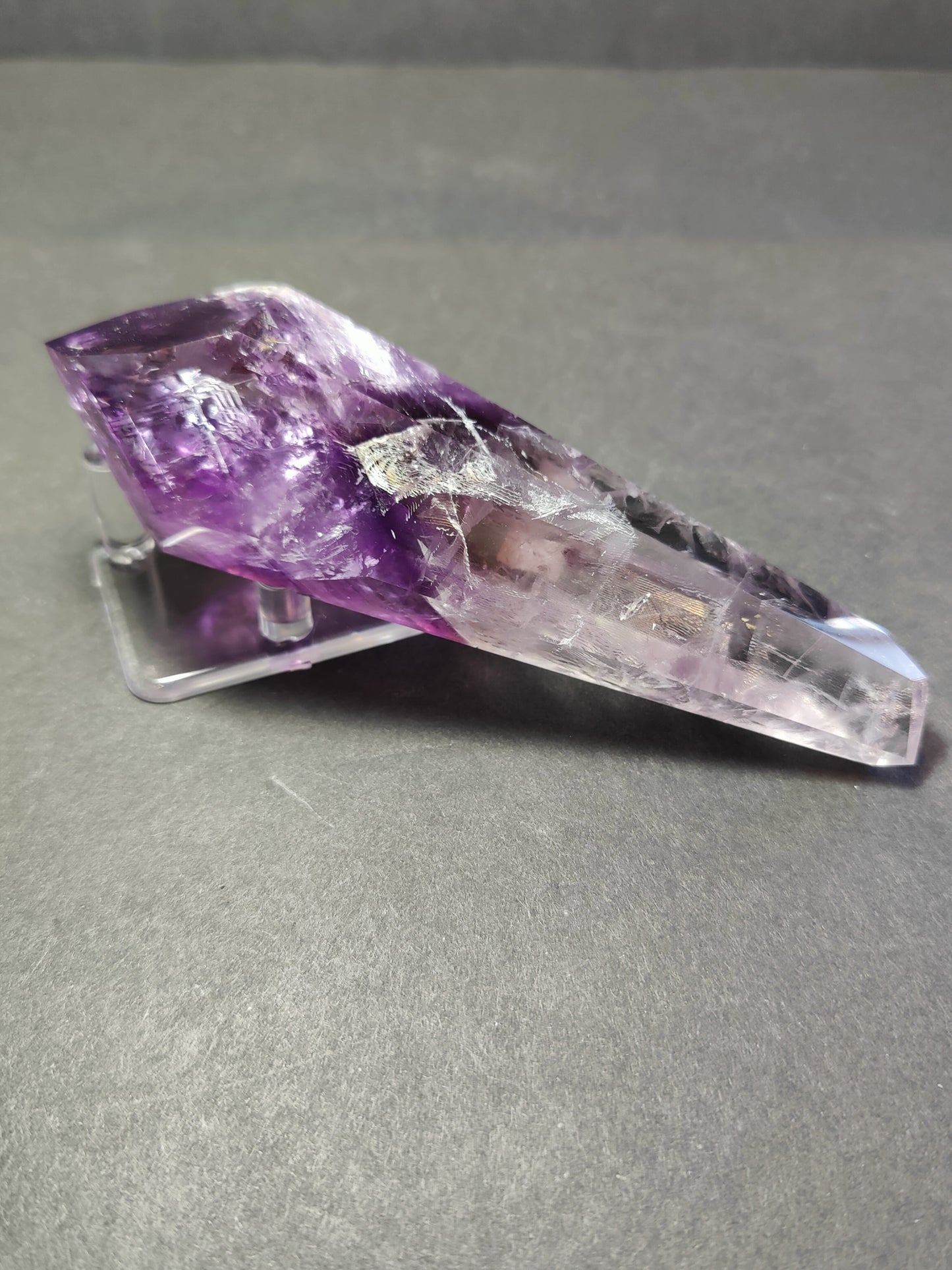 Amethyst Polished Scepter Wand on Metal Stand