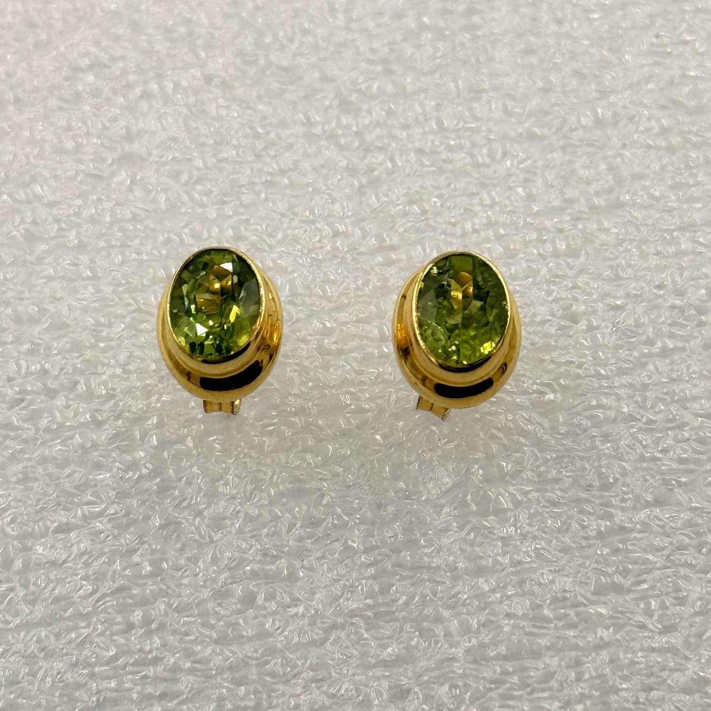 Gold Vermeil Bezeled Oval Peridot Post Earrings