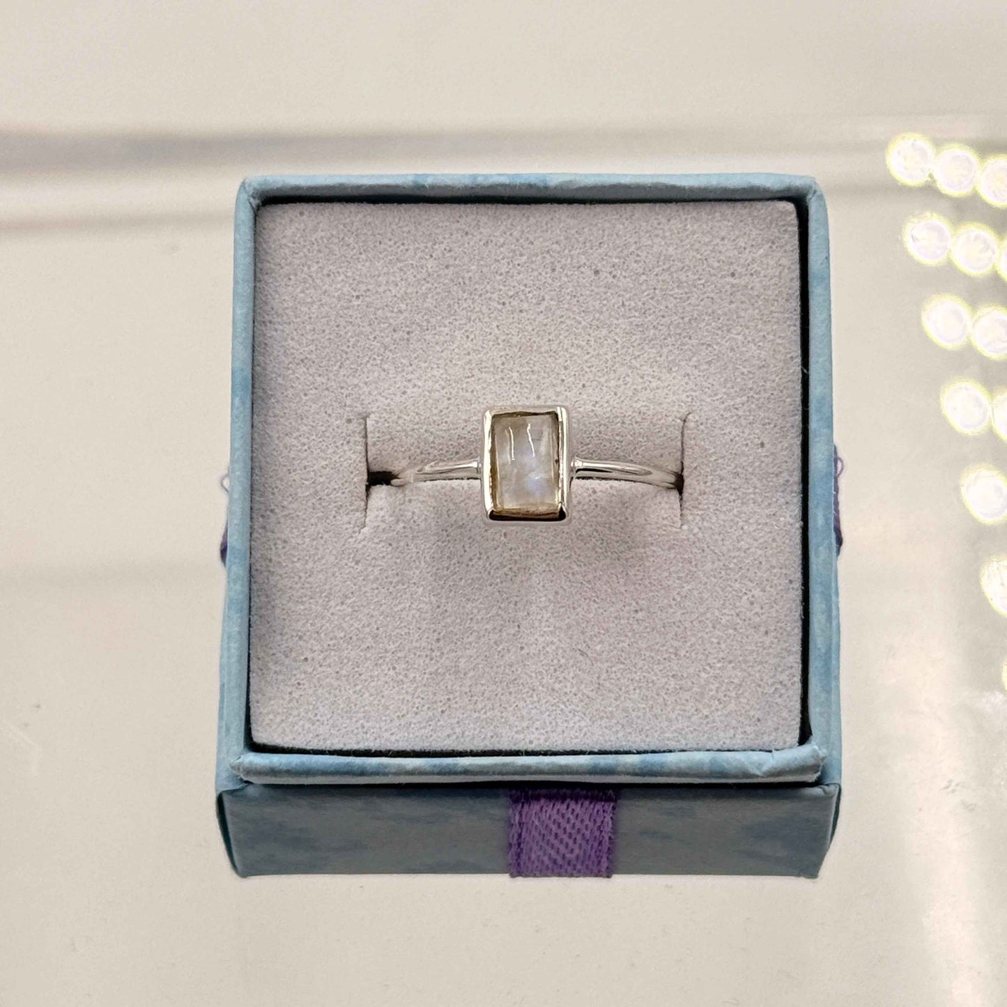 Dainty Rainbow Moonstone Ring