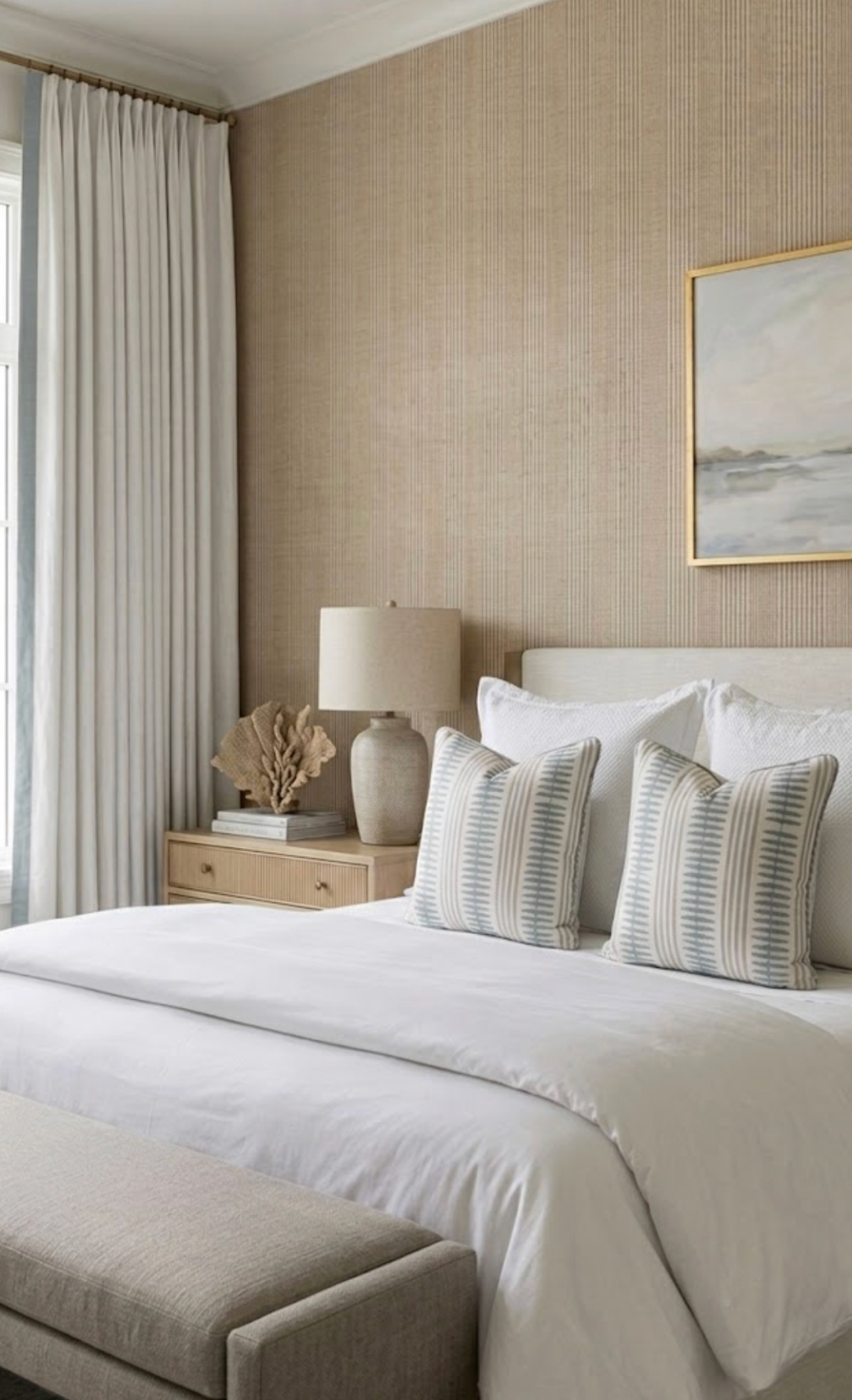 Indo Stripe Pillow Cover in Seaglass, Thibaut Pillows