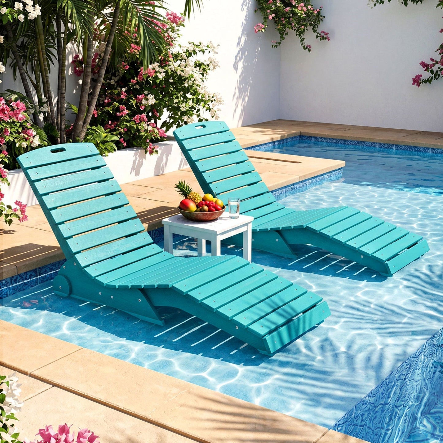 In-Pool Lounge Chair with Weighted Anti-Floating Design 450 LBS for Baja Shelf