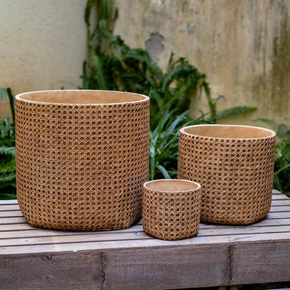 Rattan Texture Cement Planter