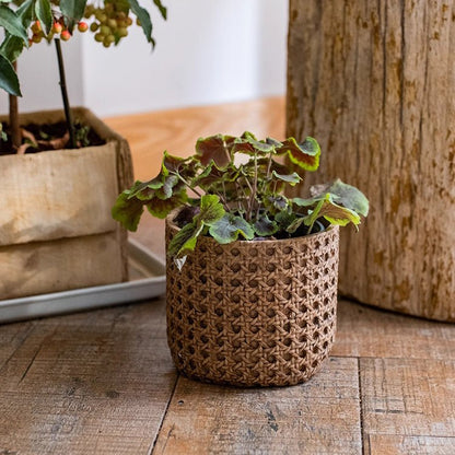 Rattan Texture Cement Planter