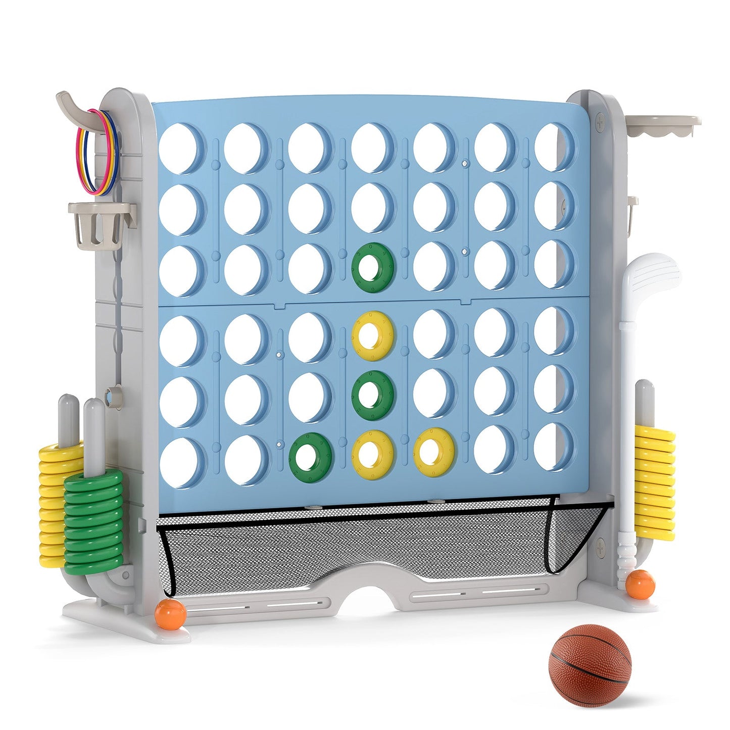 Jumbo 4-to-Score Game with Ring-toss and Basketball Hoop