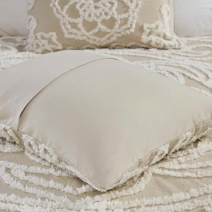 King 100-Percent Cotton Chenille Bedspread with Fringe Hem in Khaki Taupe Beige
