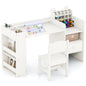 Kids Art Table and Chair Set with Detachable Paper Roll Holder and Cabinet