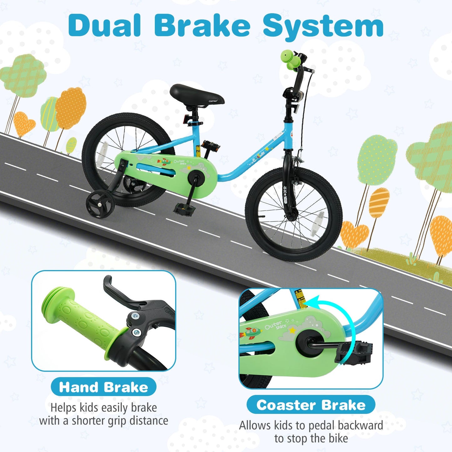 Kids Bike for 3-7 Years Old Boys and Girls 12/14/16-Inch Children Bicycle Blue
