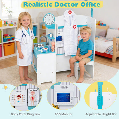 Kids Doctor Play Set with Adjustable Height Bar