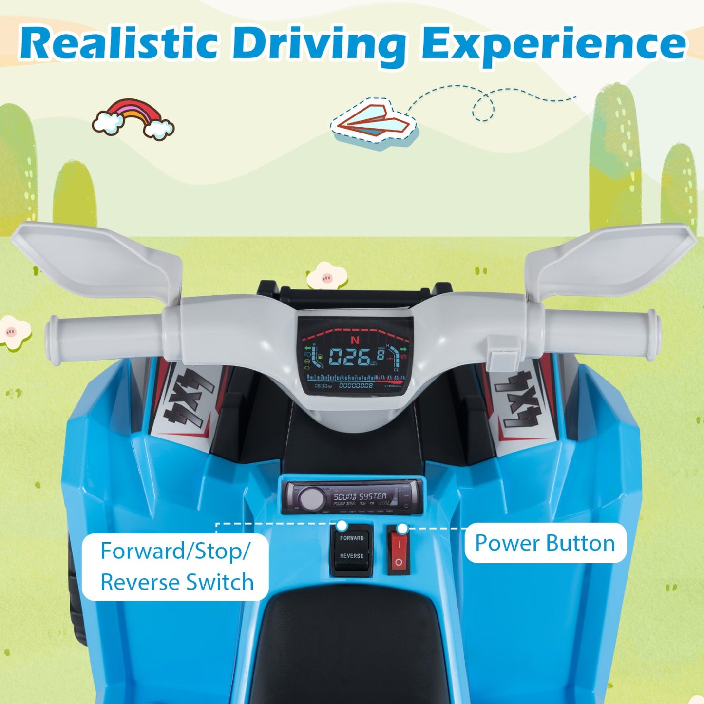 6V Kids Electric ATV Quad Car with Detachable Trailer
