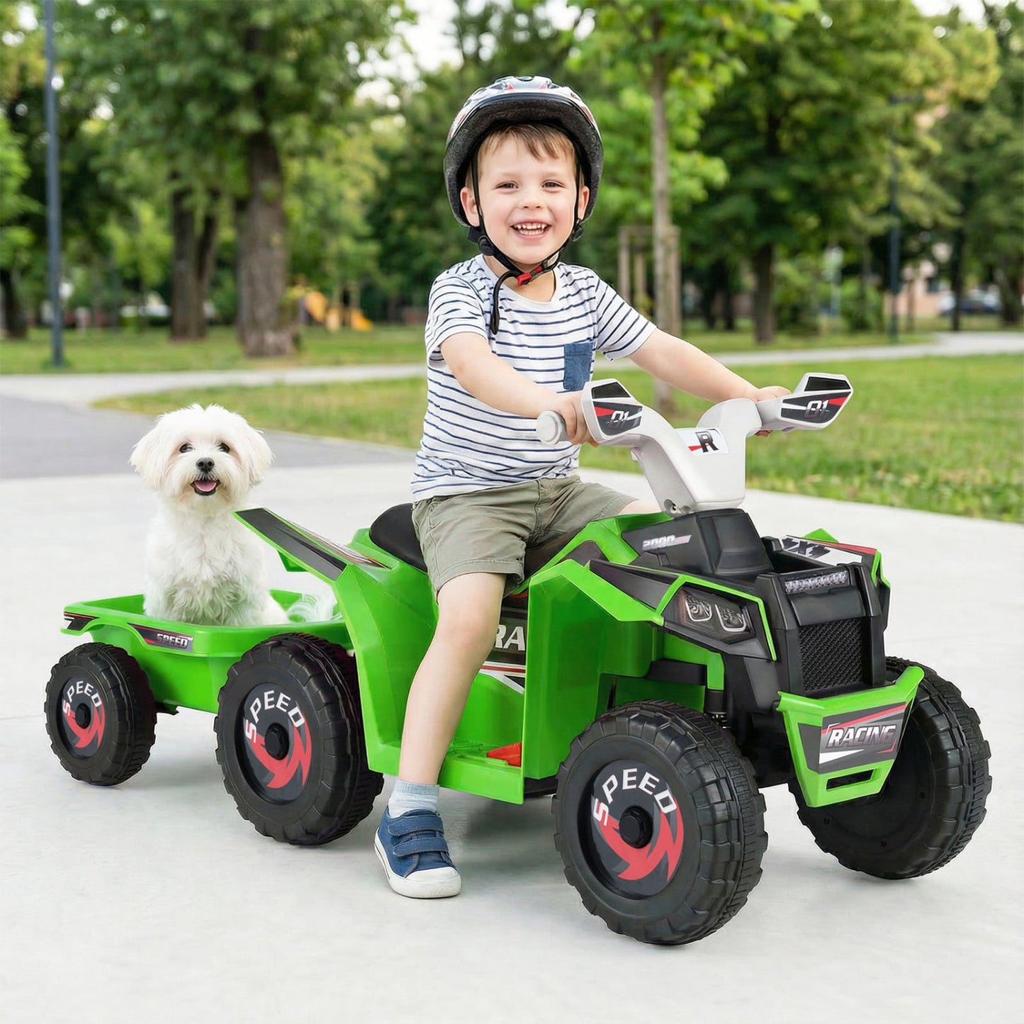 6V Kids Electric ATV Quad Car with Detachable Trailer