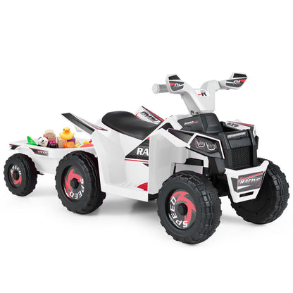 6V Kids Electric ATV Quad Car with Detachable Trailer