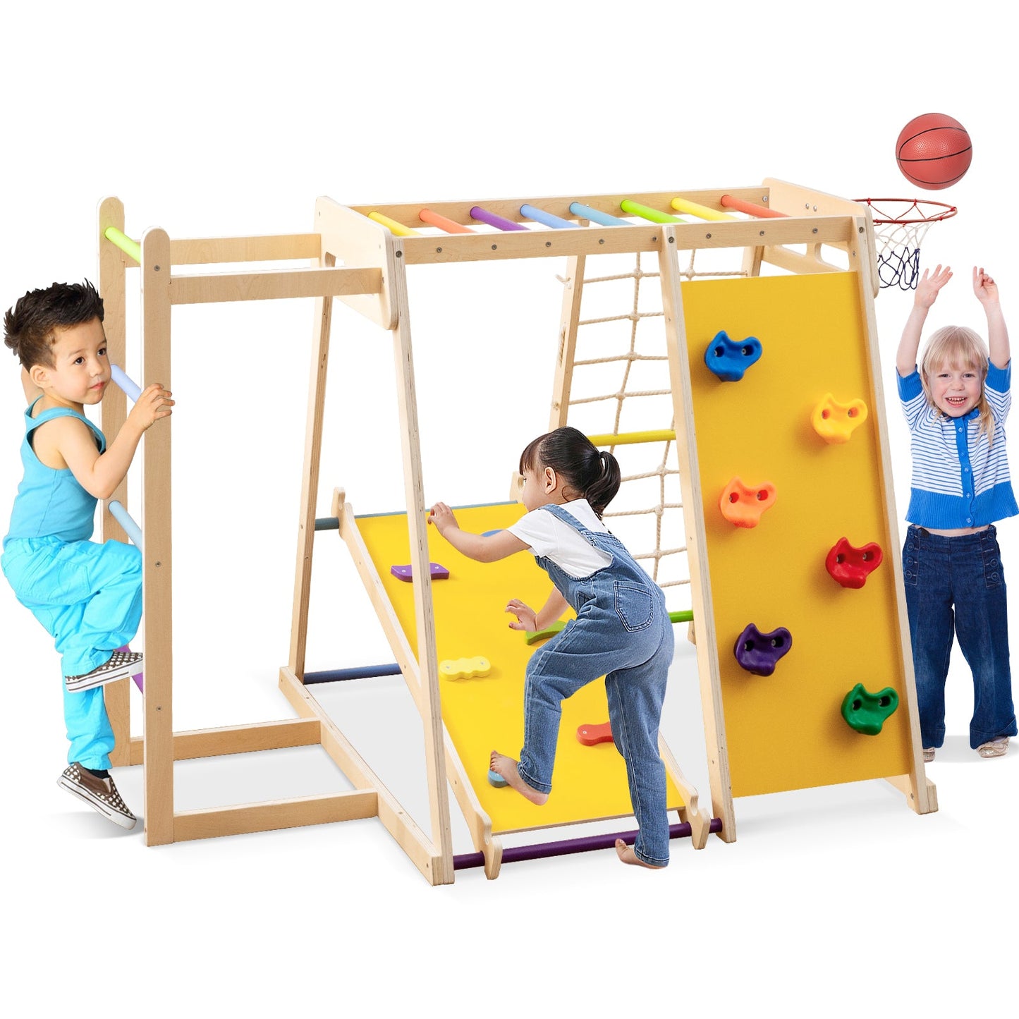 Kids Indoor Playground 6-in-1 Jungle Gym for 3-14 Years Olds