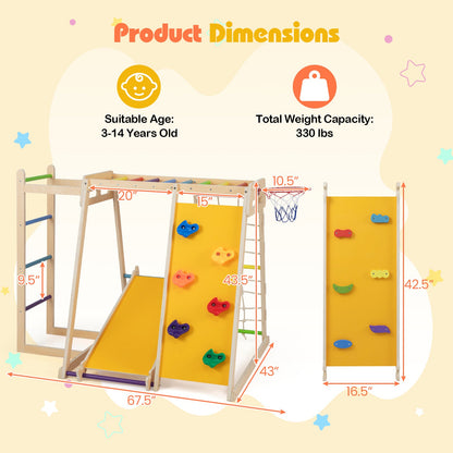 Kids Indoor Playground 6-in-1 Jungle Gym for 3-14 Years Olds