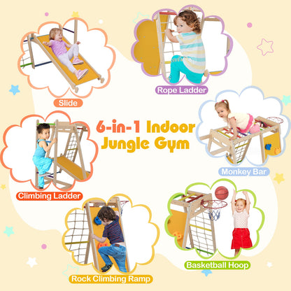 Kids Indoor Playground 6-in-1 Jungle Gym for 3-14 Years Olds