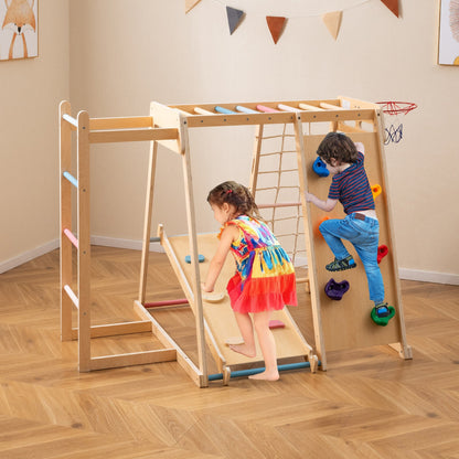 Kids Indoor Playground 6-in-1 Jungle Gym for 3-14 Years Olds