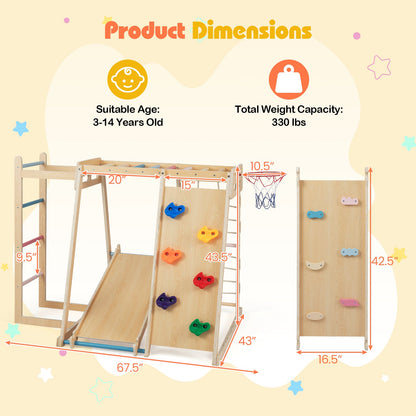 Kids Indoor Playground 6-in-1 Jungle Gym for 3-14 Years Olds
