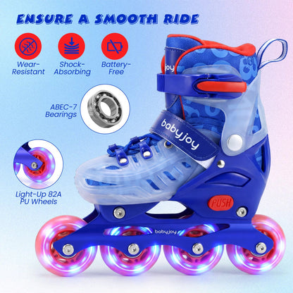 Kids Inline Skates with Light Up Wheels for Beginners Ages 9-14