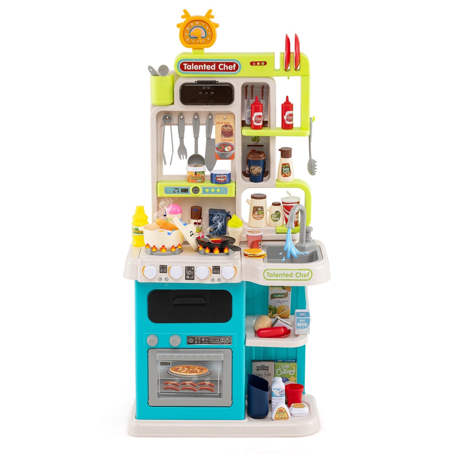 Kids Kitchen Playset Pretend Play Kitchen with Realistic Sounds and Lights