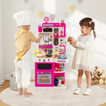 Kids Kitchen Playset Pretend Play Kitchen with Realistic Sounds and Lights