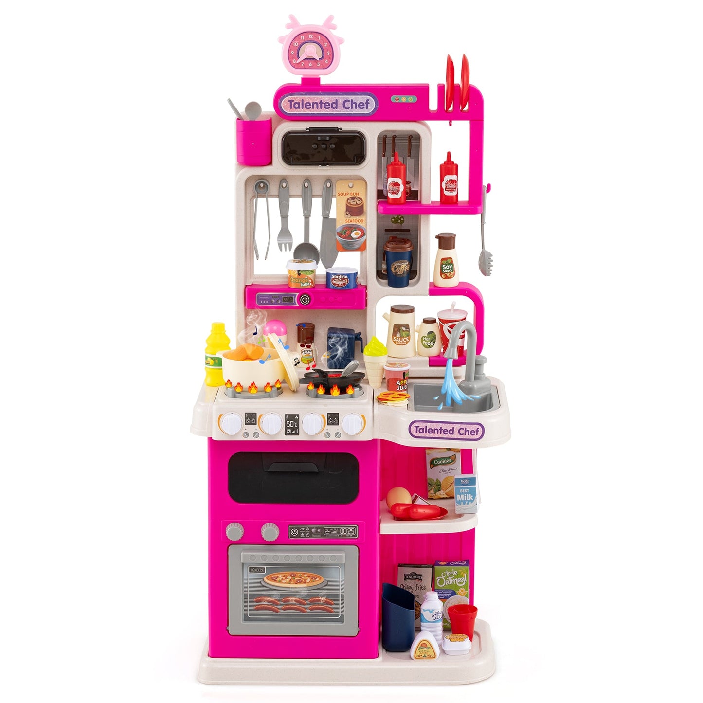 Kids Kitchen Playset Pretend Play Kitchen with Realistic Sounds and Lights