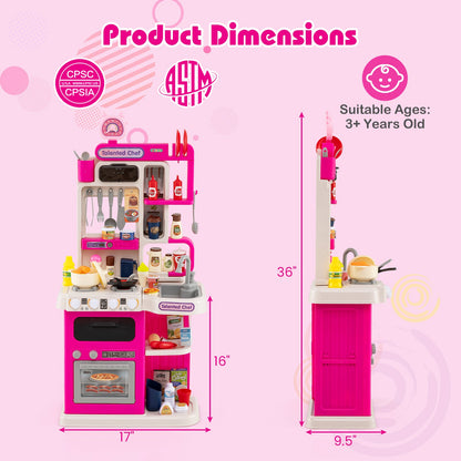 Kids Kitchen Playset Pretend Play Kitchen with Realistic Sounds and Lights