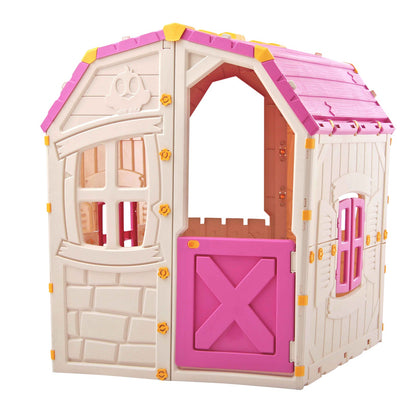 Kids Outdoor Playhouse with Openable Windows and Door for Indoor Room
