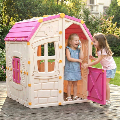 Kids Outdoor Playhouse with Openable Windows and Door for Indoor Room