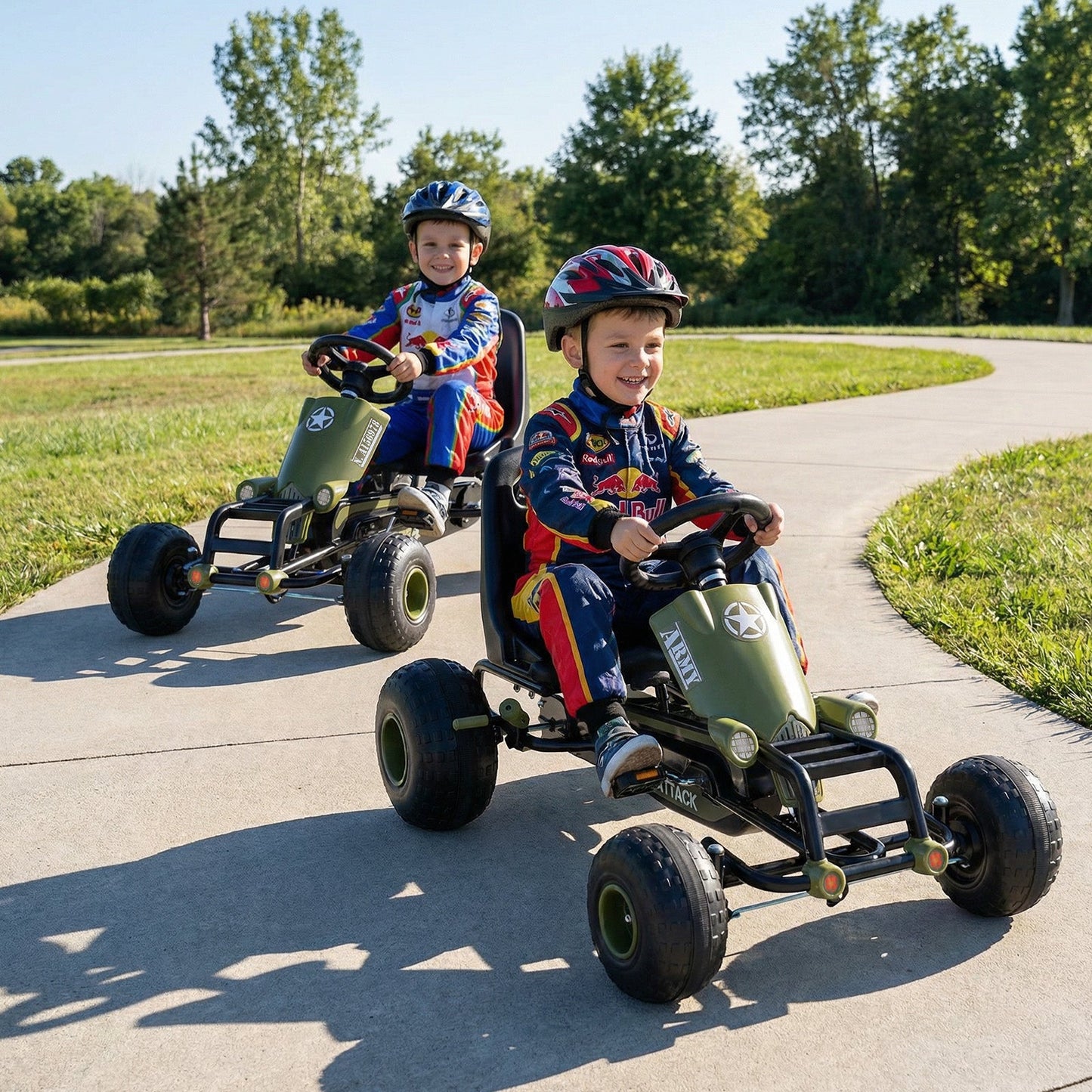 Kids Pedal Go Kart with Steering Wheel and Gear Shifter and Handbrake