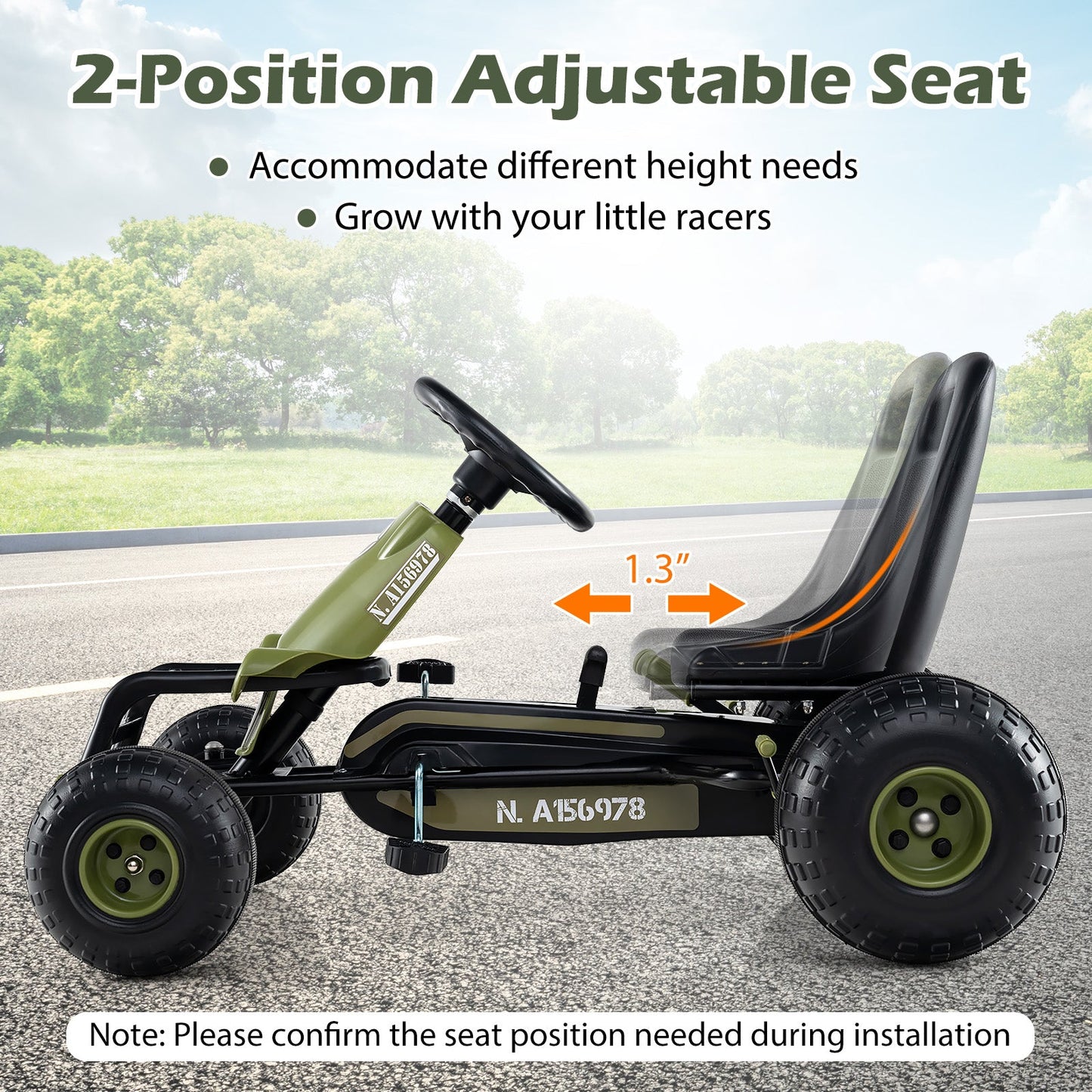 Kids Pedal Go Kart with Steering Wheel and Gear Shifter and Handbrake