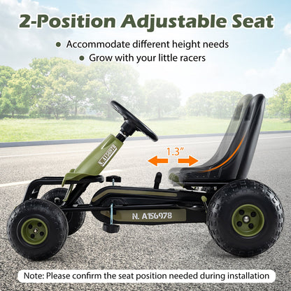 Kids Pedal Go Kart with Steering Wheel and Gear Shifter and Handbrake