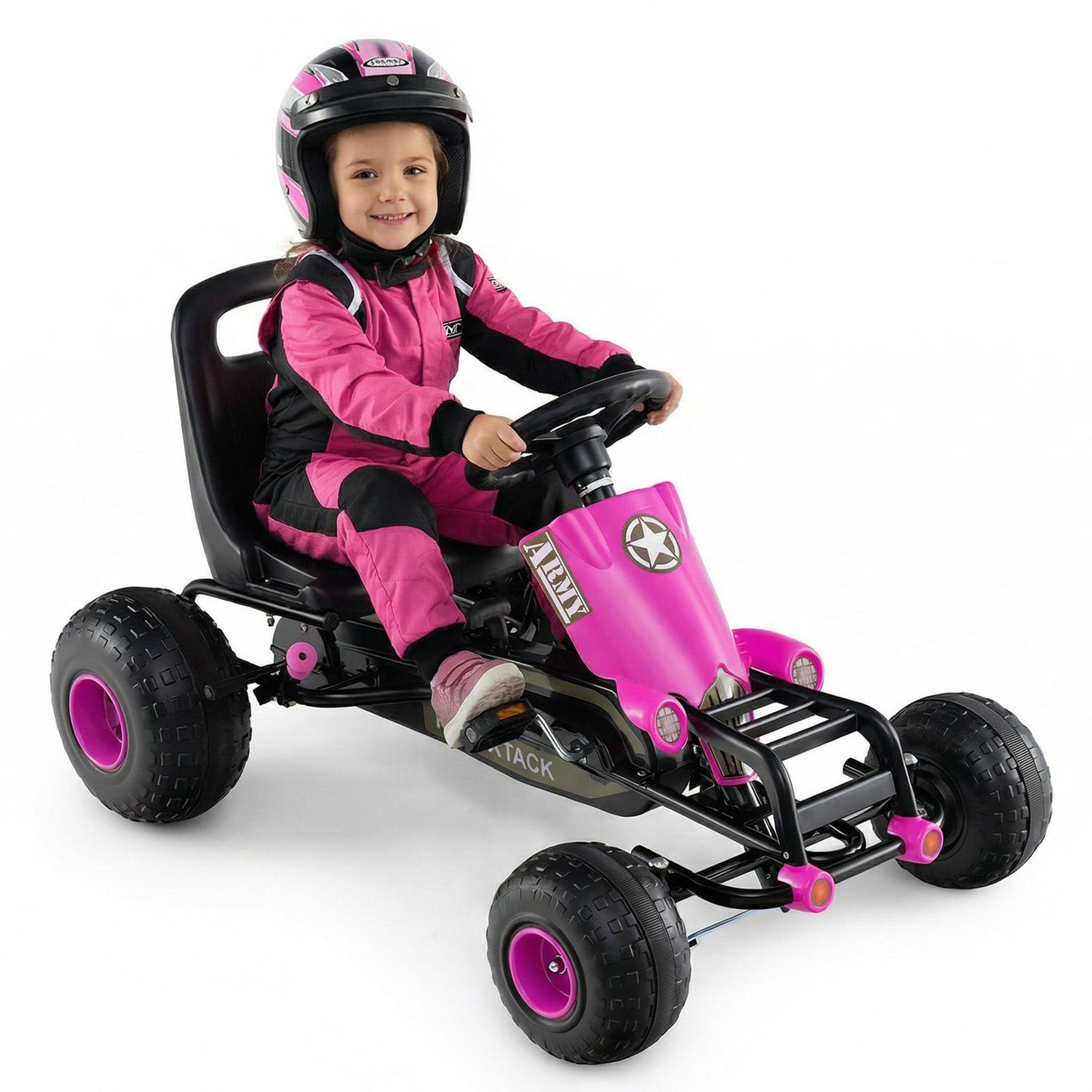 Kids Pedal Go Kart with Steering Wheel and Gear Shifter and Handbrake