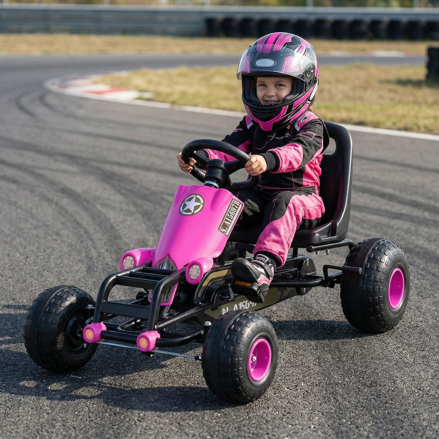 Kids Pedal Go Kart with Steering Wheel and Gear Shifter and Handbrake