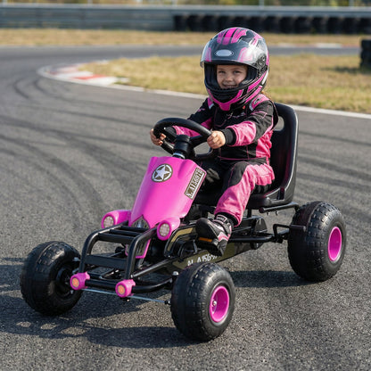 Kids Pedal Go Kart with Steering Wheel and Gear Shifter and Handbrake