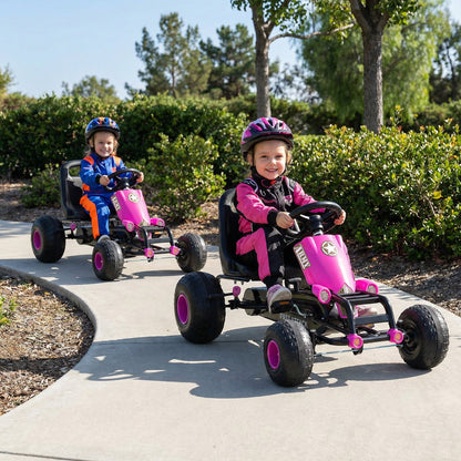 Kids Pedal Go Kart with Steering Wheel and Gear Shifter and Handbrake