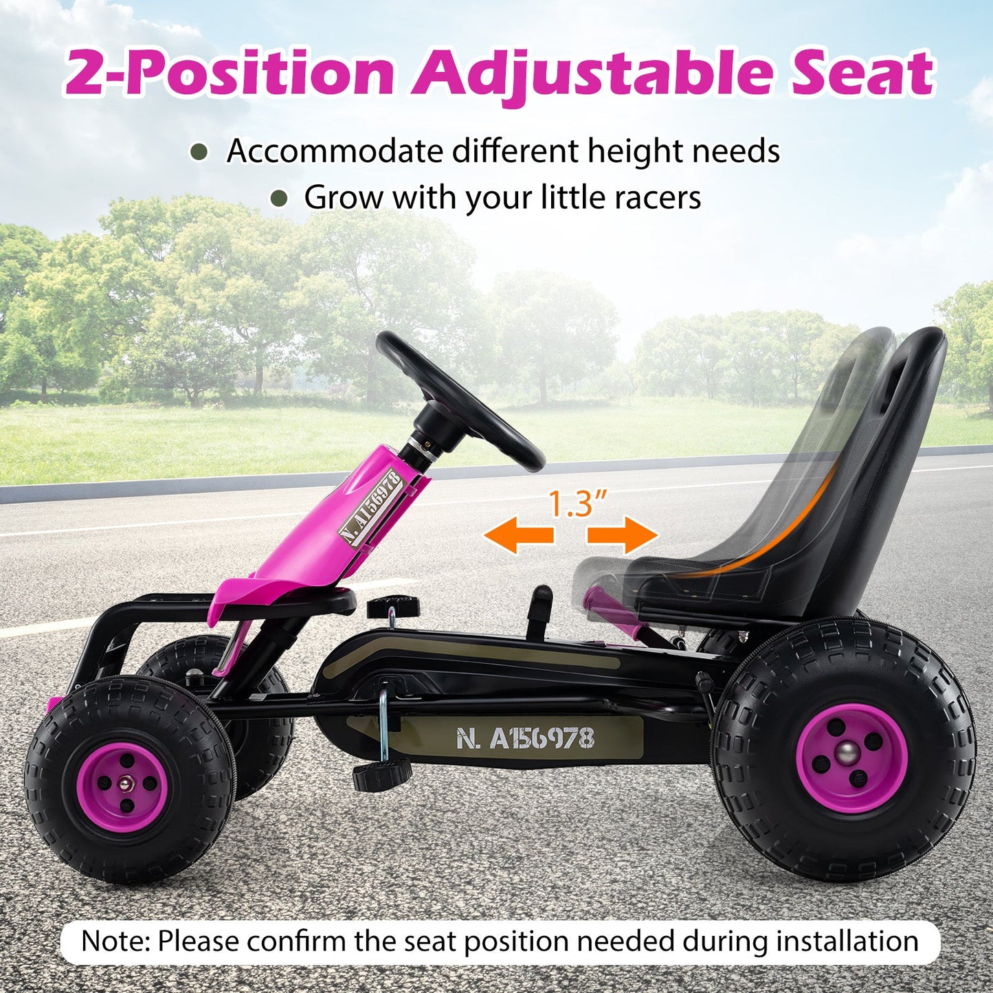 Kids Pedal Go Kart with Steering Wheel and Gear Shifter and Handbrake