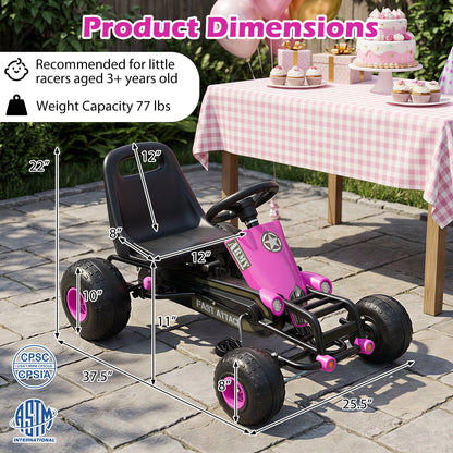 Kids Pedal Go Kart with Steering Wheel and Gear Shifter and Handbrake