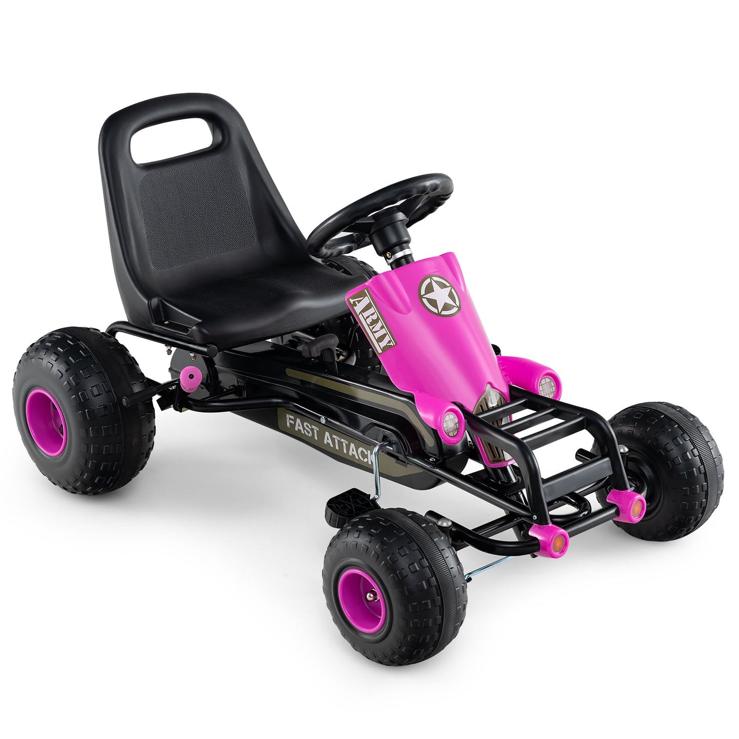 Kids Pedal Go Kart with Steering Wheel and Gear Shifter and Handbrake