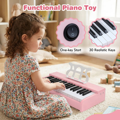 Kids Piano Keyboard 30 Keys Digital Piano with Music Stand for 3+ Years Old Beginners