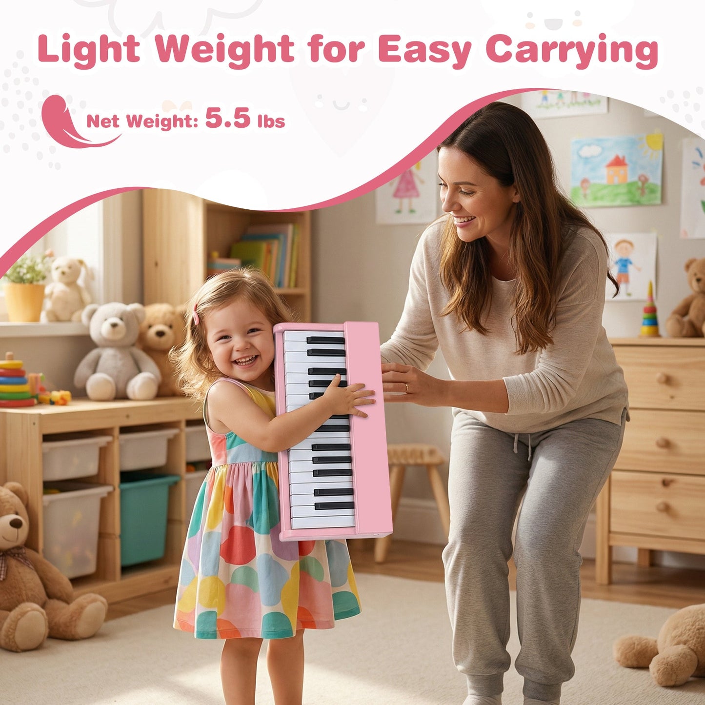 Kids Piano Keyboard 30 Keys Digital Piano with Music Stand for 3+ Years Old Beginners