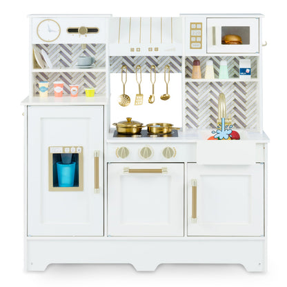 Kids Play Kitchen with Stoves and Faucet for Girls Boys Aged 3-6