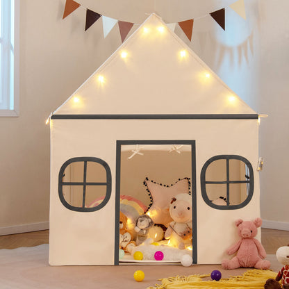 Kids Play Tent Large Playhouse with Door Curtain and Windows Star Lights