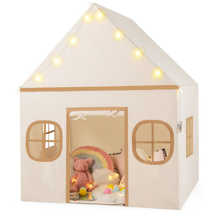 Kids Play Tent Large Playhouse with Door Curtain and Windows Star Lights
