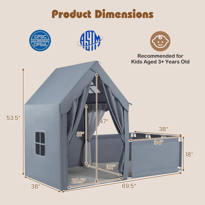 Kids Play Tent with Playpen 2-in-1 Toddler Playhouse with Yard