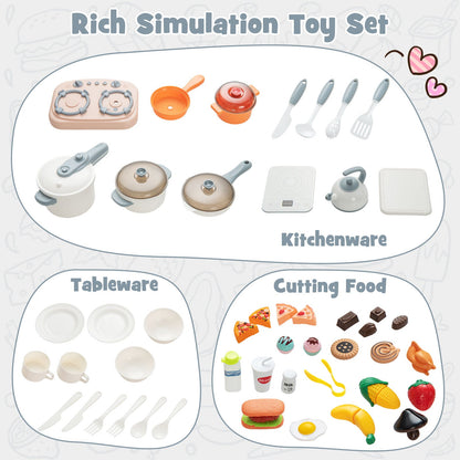 Kids Play Kitchen Toy with Stove Sink Oven with Light and Sound