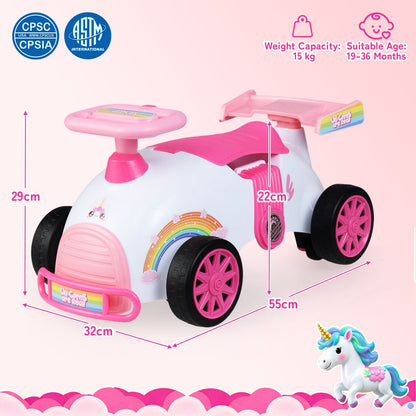 Kids Ride On Car Sliding Toy with Music and Under-Seat Storage