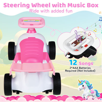 Kids Ride On Car Sliding Toy with Music and Under-Seat Storage